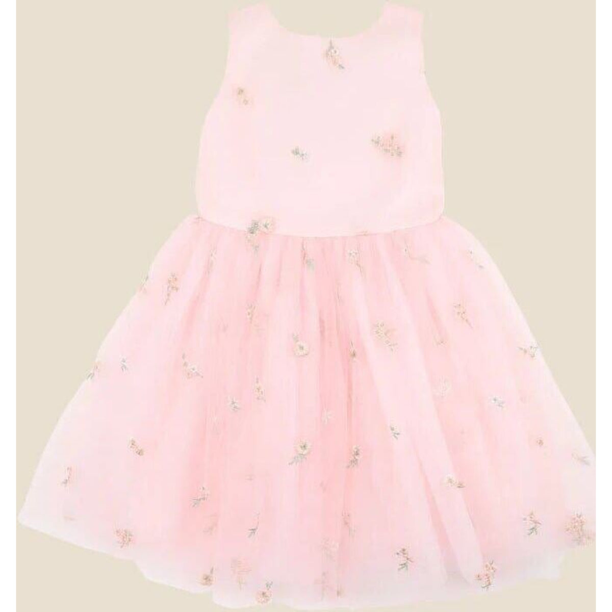 bebe Pink Floral Embroidered Back Bow Tulle Dress with Bloomers | Aster & Ruby