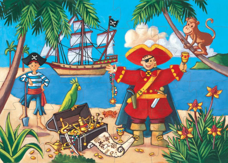 Pirate And Treasure 36pc Silhouette Puzzle - Aster & Ruby