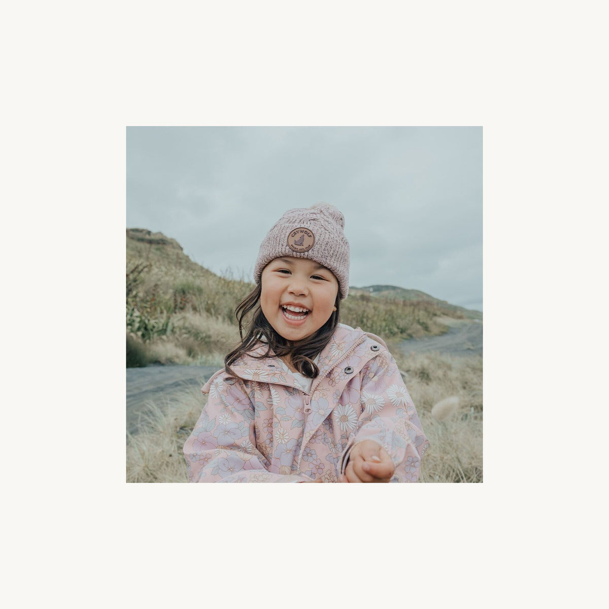 Crywolf Pom Pom Beanie Mauve Speckle | Aster & Ruby