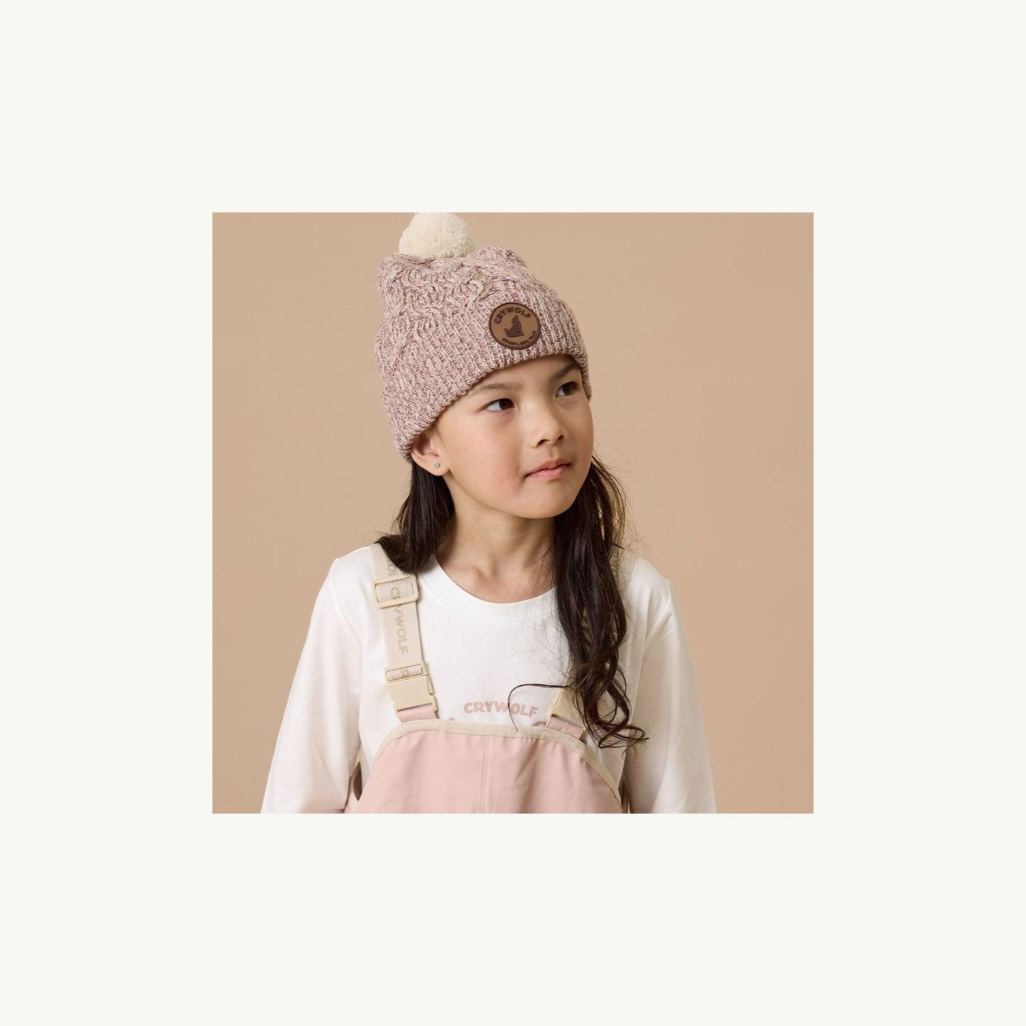 Crywolf Pom Pom Beanie Mauve Speckle | Aster & Ruby