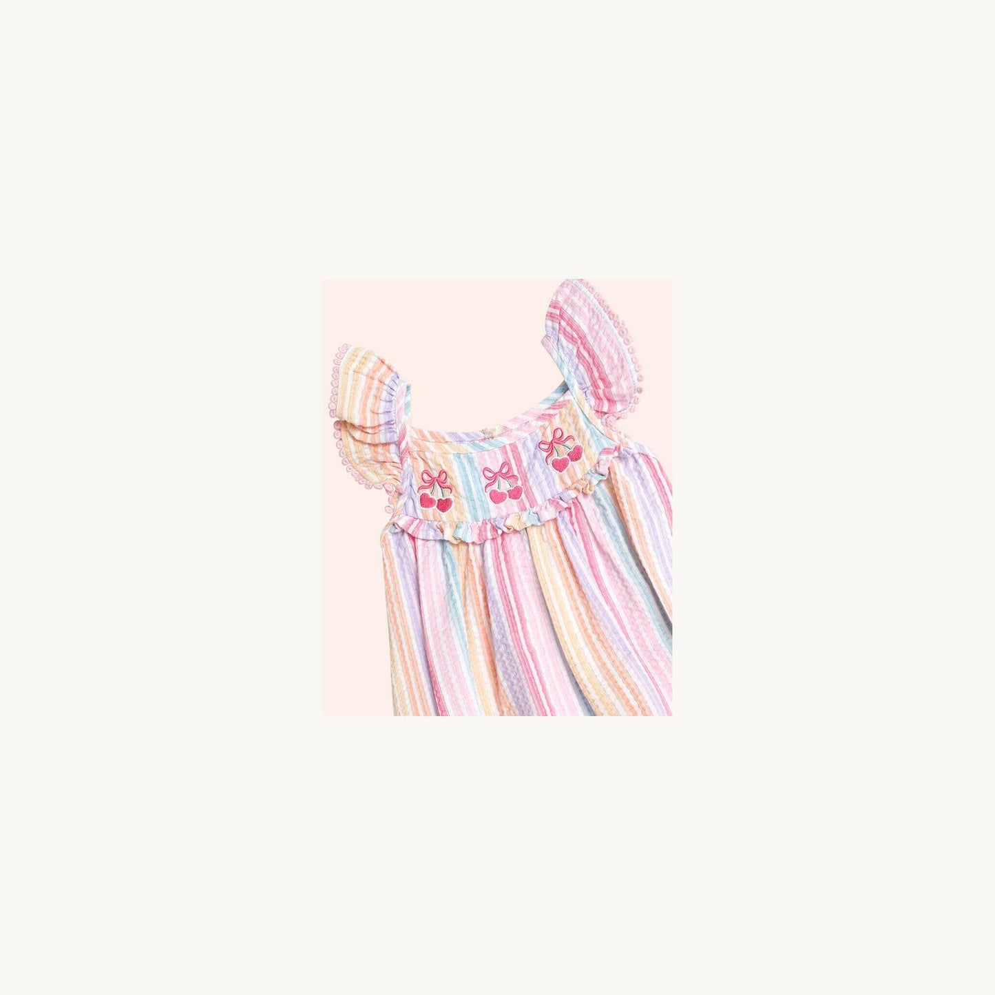 Rainbow Stripe Frill Playsuit – children's product by Huxbaby | Aster & Ruby