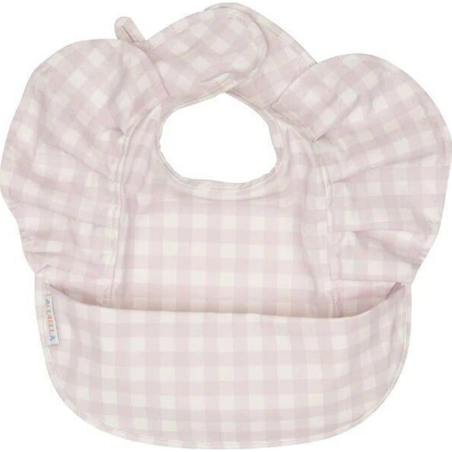 Recycled Frills Bib Gingham Lilac – children's product by All4Ella | Aster & Ruby