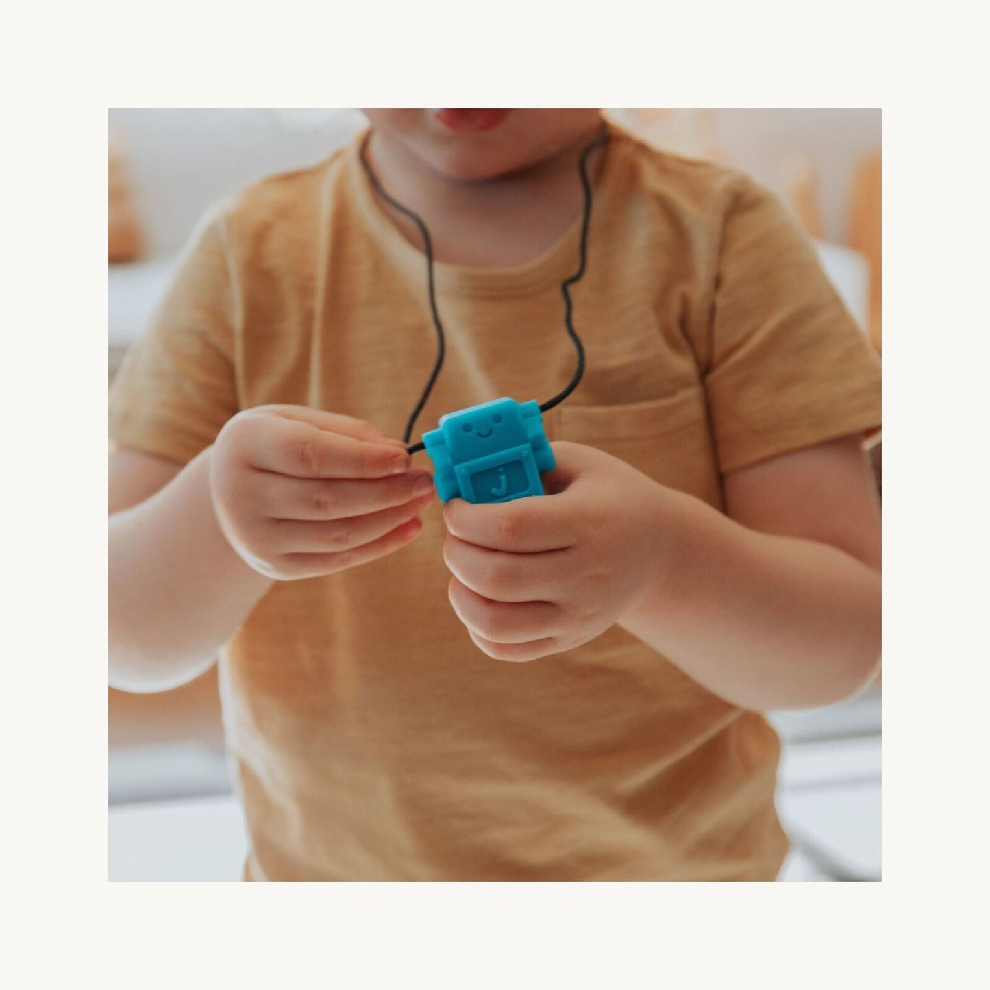 Robot Chew Pendant Grassy Green – children's product by Jellystone | Aster & Ruby