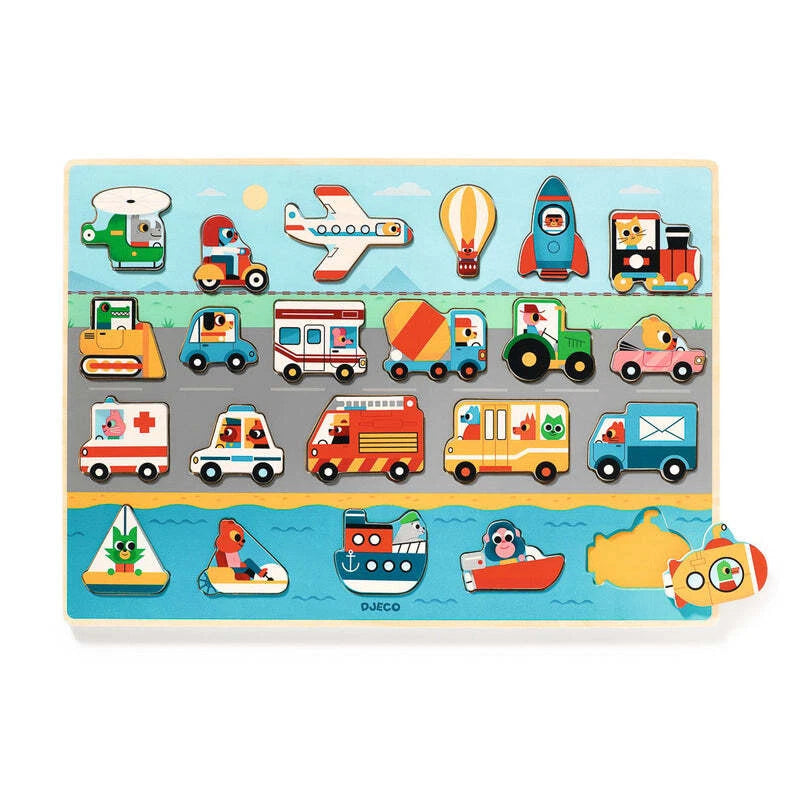 22 Piece Transport Wooden Puzzle