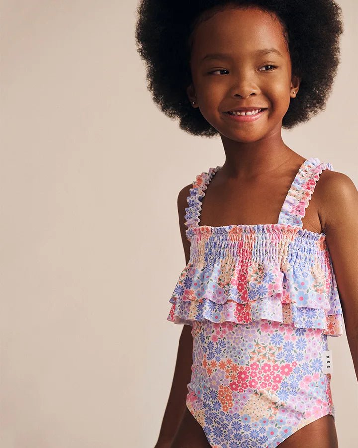 Shirred Swimsuit Floral Bloom - Aster & Ruby