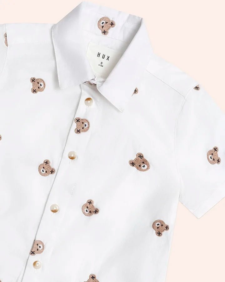 Shortsleeve Huxbear Button Up Crisp White - Aster & Ruby