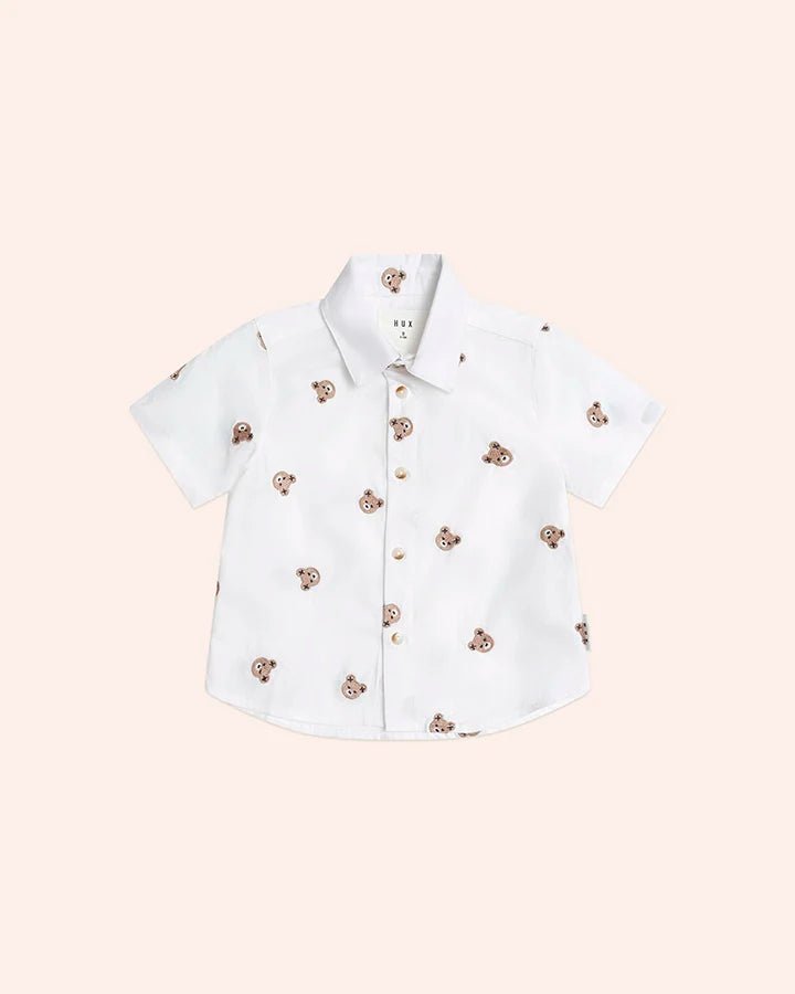 Shortsleeve Huxbear Button Up Crisp White - Aster & Ruby