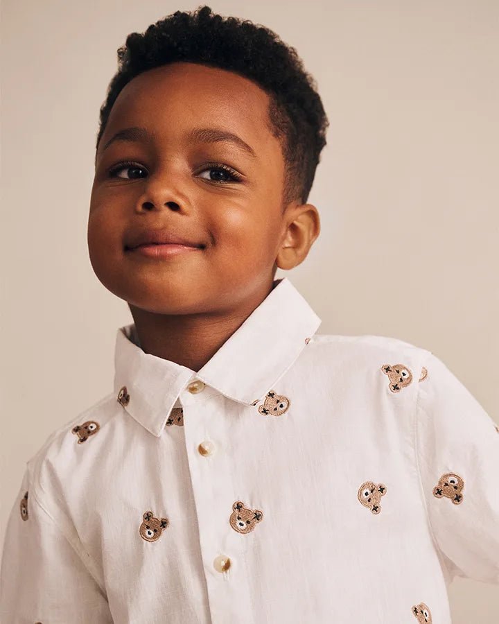 Shortsleeve Huxbear Button Up Crisp White - Aster & Ruby