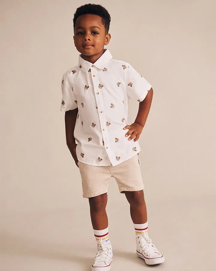 Shortsleeve Huxbear Button Up Crisp White - Aster & Ruby