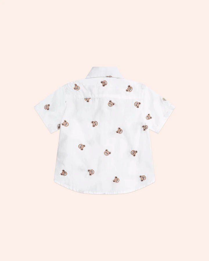 Shortsleeve Huxbear Button Up Crisp White - Aster & Ruby