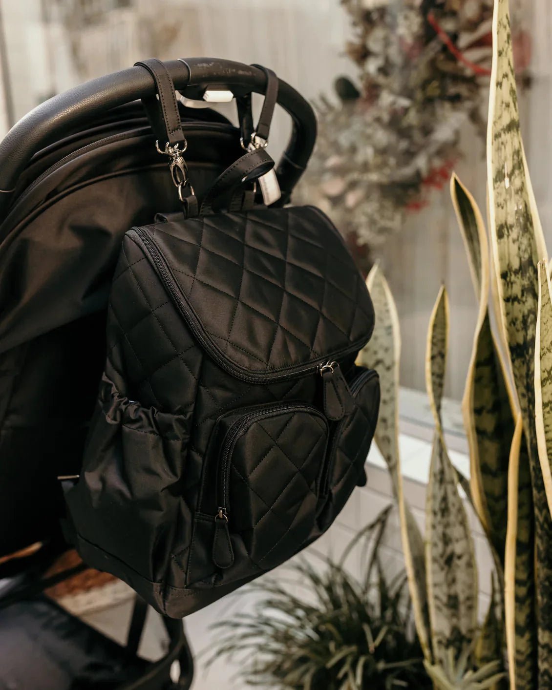 Signature Nappy Backpack Black Diamond Quilt - Aster & Ruby