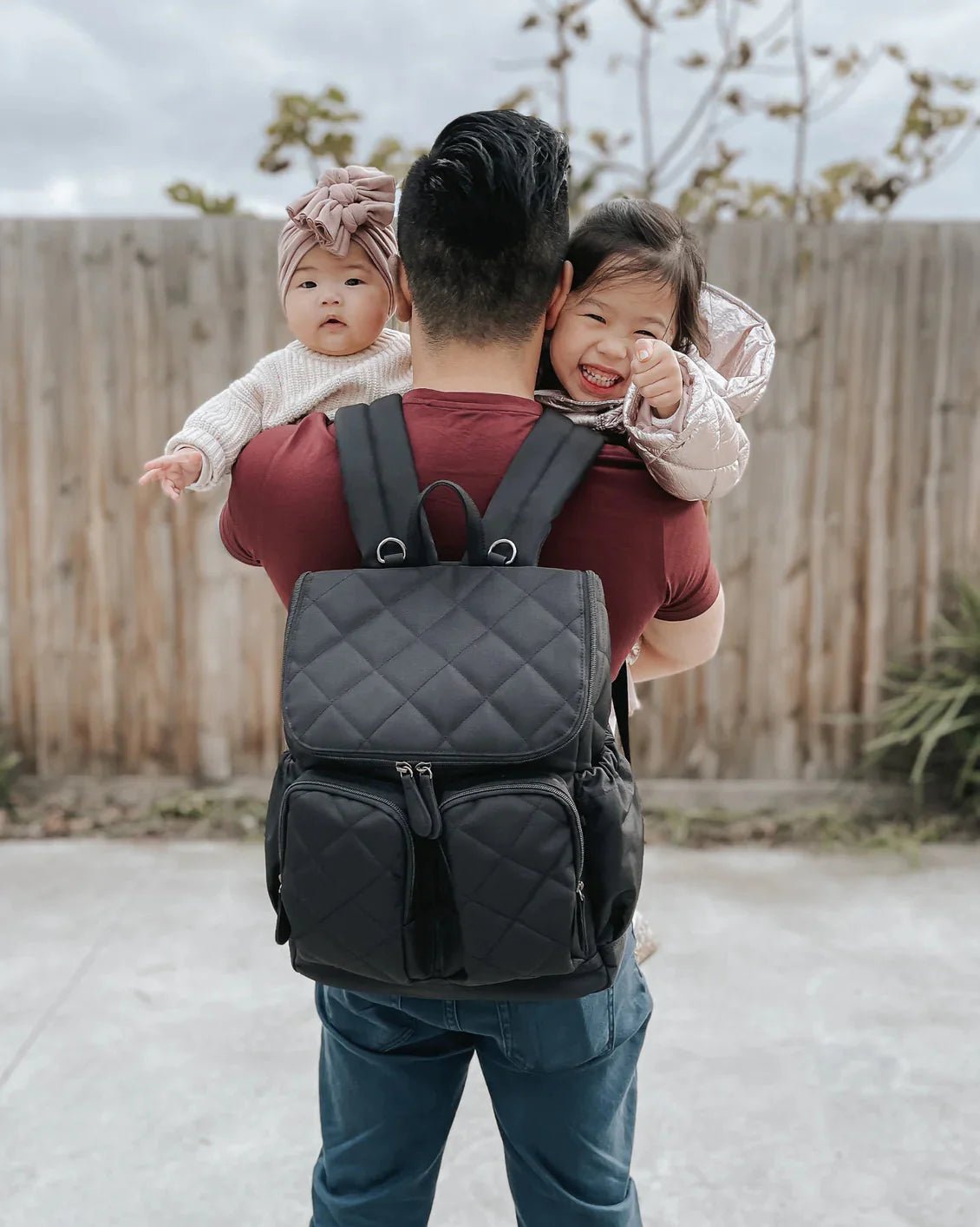 Signature Nappy Backpack Black Diamond Quilt - Aster & Ruby