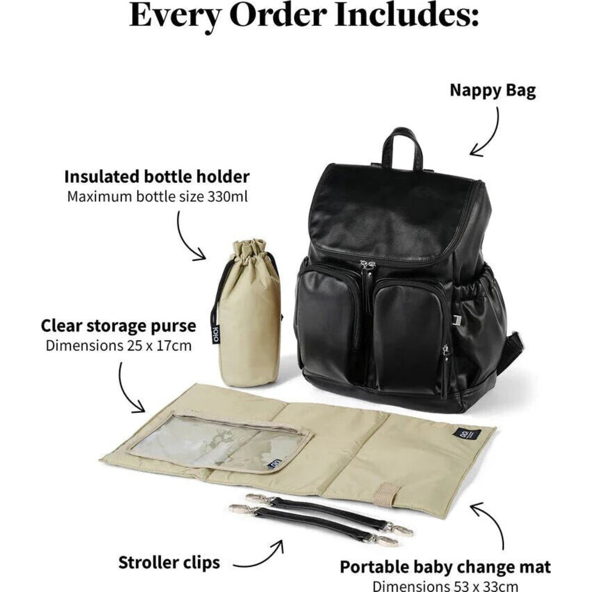 OiOi Signature Nappy Backpack Black Dimple | Aster & Ruby