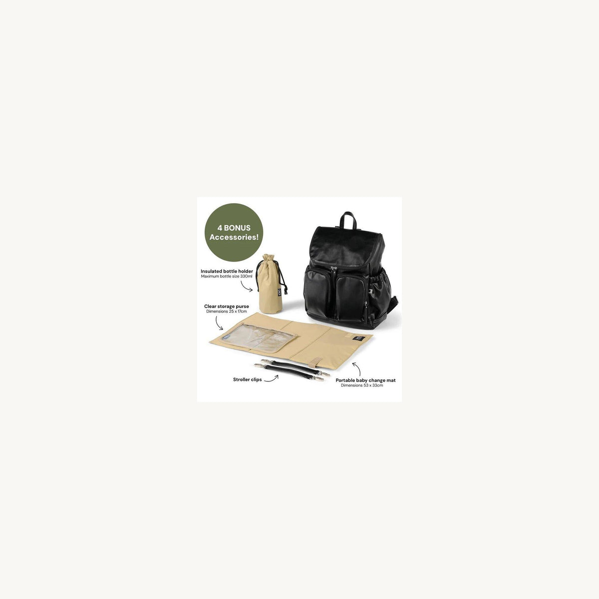 OiOi Signature Nappy Backpack Black Nylon | Aster & Ruby