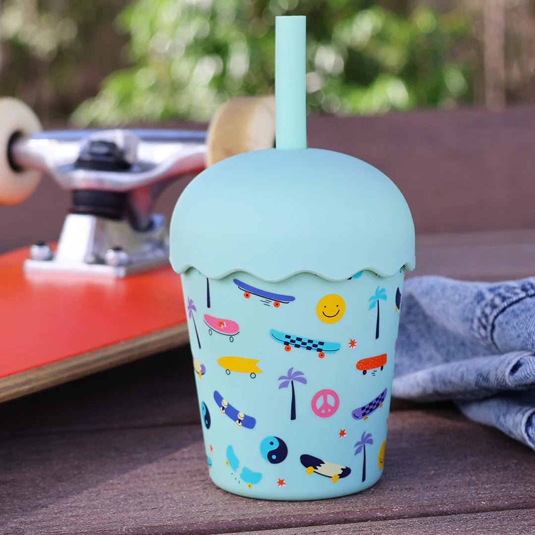 Skate Aqua Mini Smoothie Cup & Straw 200ml - Aster & Ruby