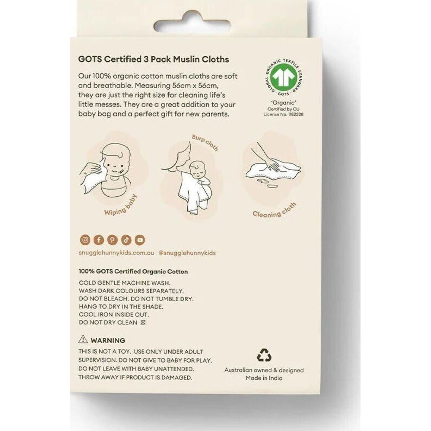 Small Organic Muslin Cloths 3pk - Olive/Bear/Pebble – children's product by Snuggle Hunny | Aster & Ruby