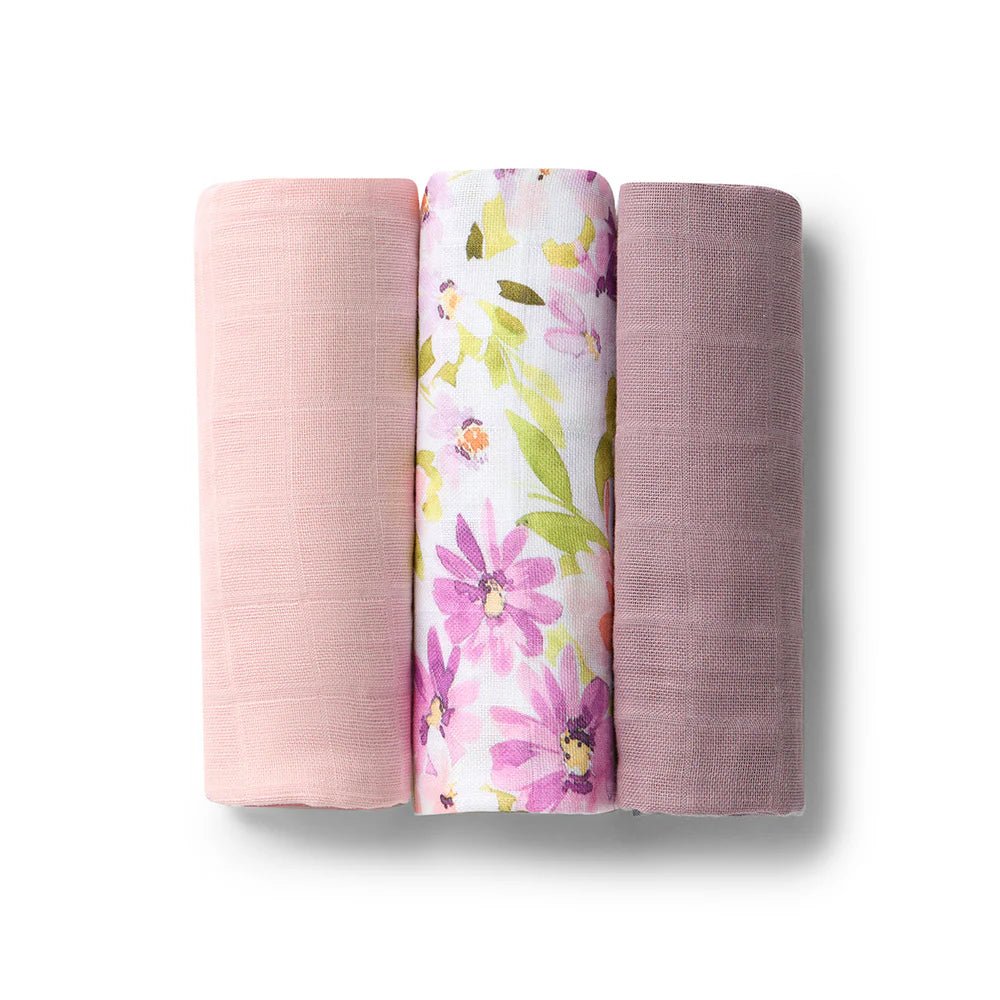 Small Organic Muslin Wrap 3 Pack - Dusk/Isla/Fairytale - Aster & Ruby