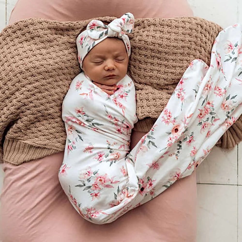Snuggle Hunny Camille Organic Jersey Wrap & Beanie Set - Aster & Ruby