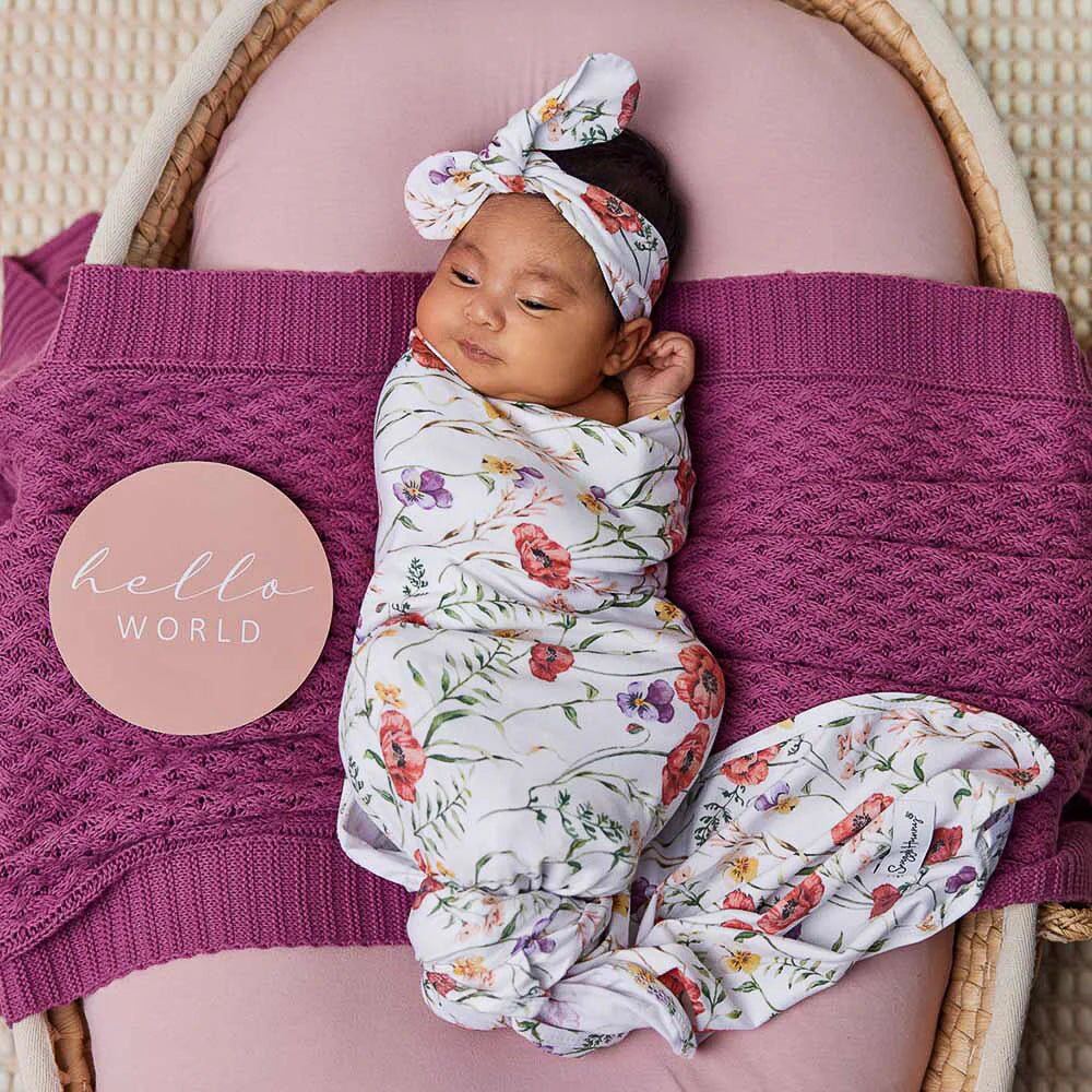 Meadow Organic Jersey Wrap & Topknot Set – Aster & Ruby