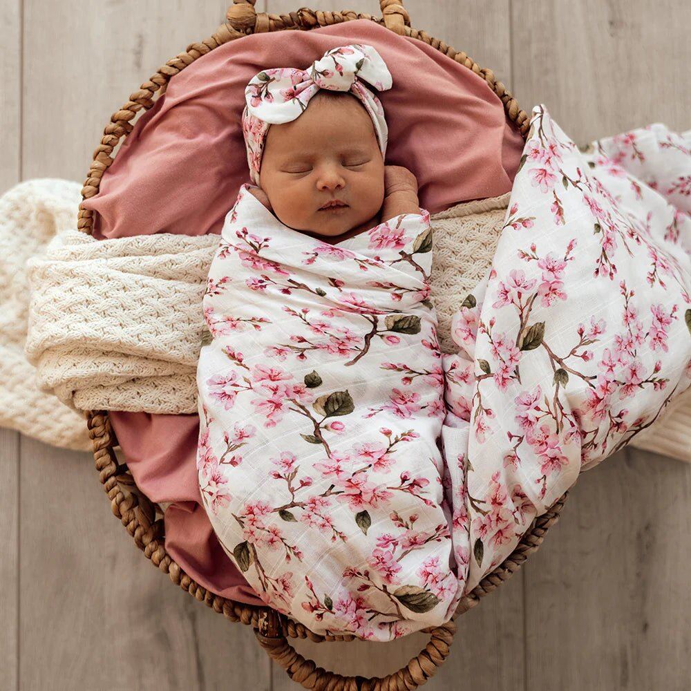 Organic Muslin Wrap Cherry Blossom – Aster & Ruby