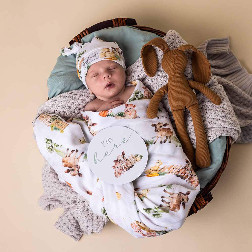 Snuggle Hunny Organic Muslin Wrap - Farm - Aster & Ruby