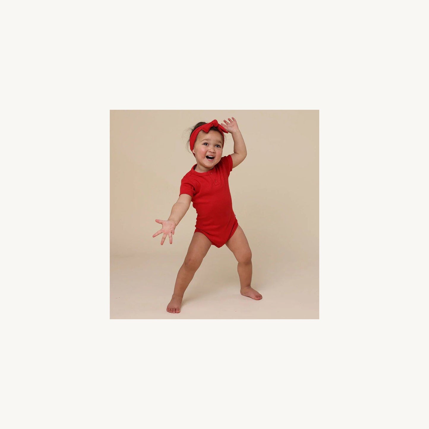 Snuggle Hunny Kids Red Rib SS Bodysuit | Aster & Ruby