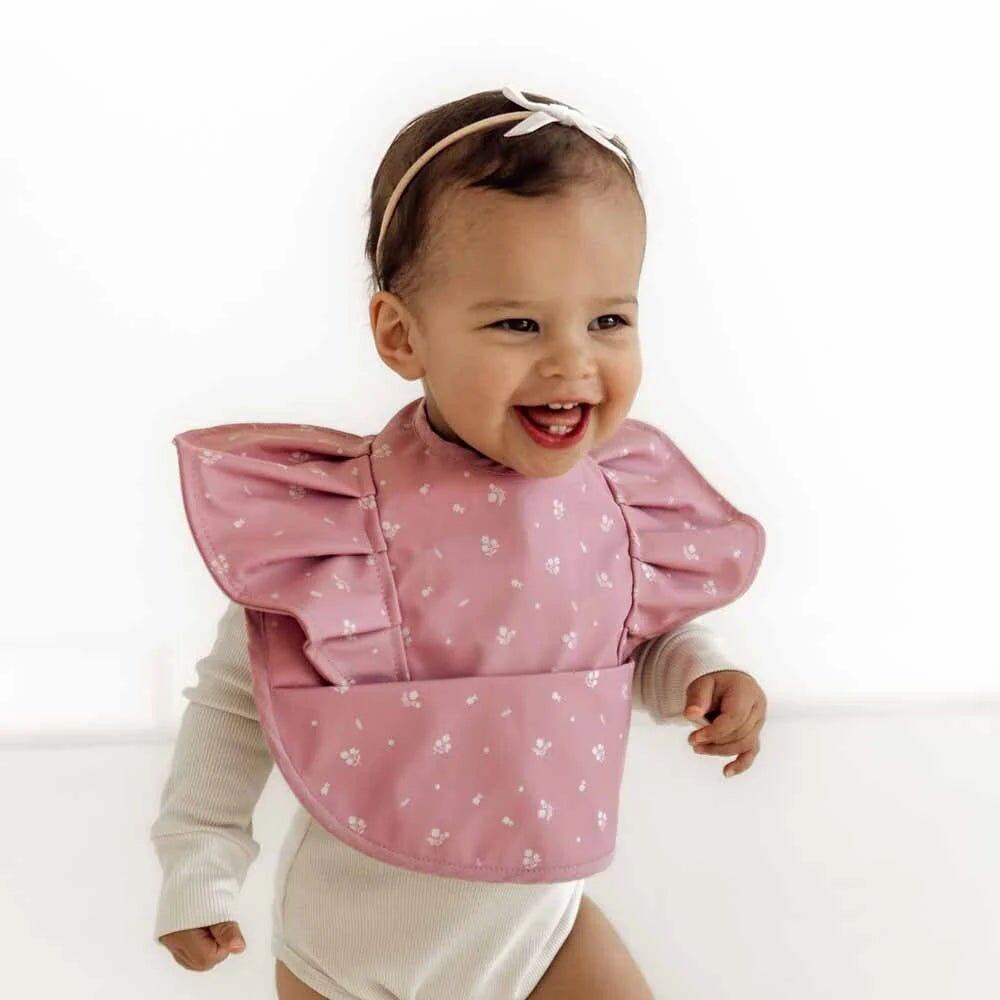 Pink Fleur Frill Snuggle Bib – Aster & Ruby