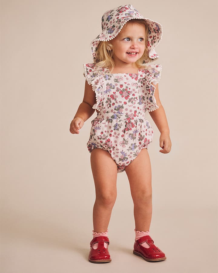 Stawberry Garden Playsuit Cream - Aster & Ruby