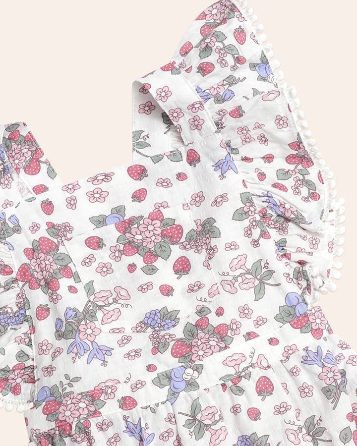 Stawberry Garden Playsuit Cream - Aster & Ruby