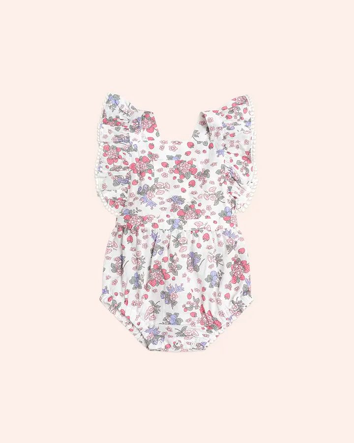 Stawberry Garden Playsuit Cream - Aster & Ruby