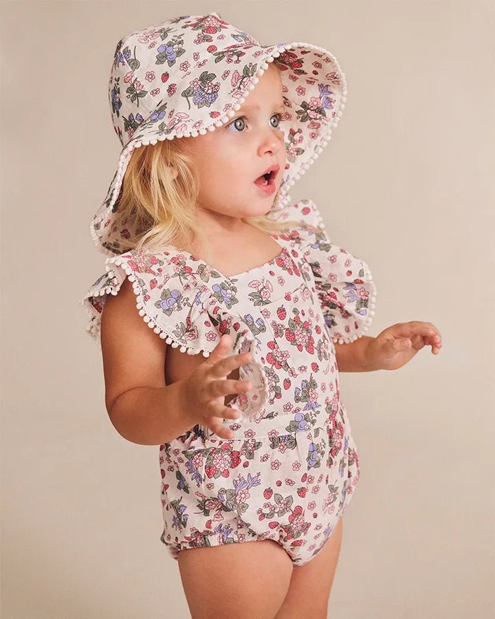 Stawberry Garden Playsuit Cream - Aster & Ruby