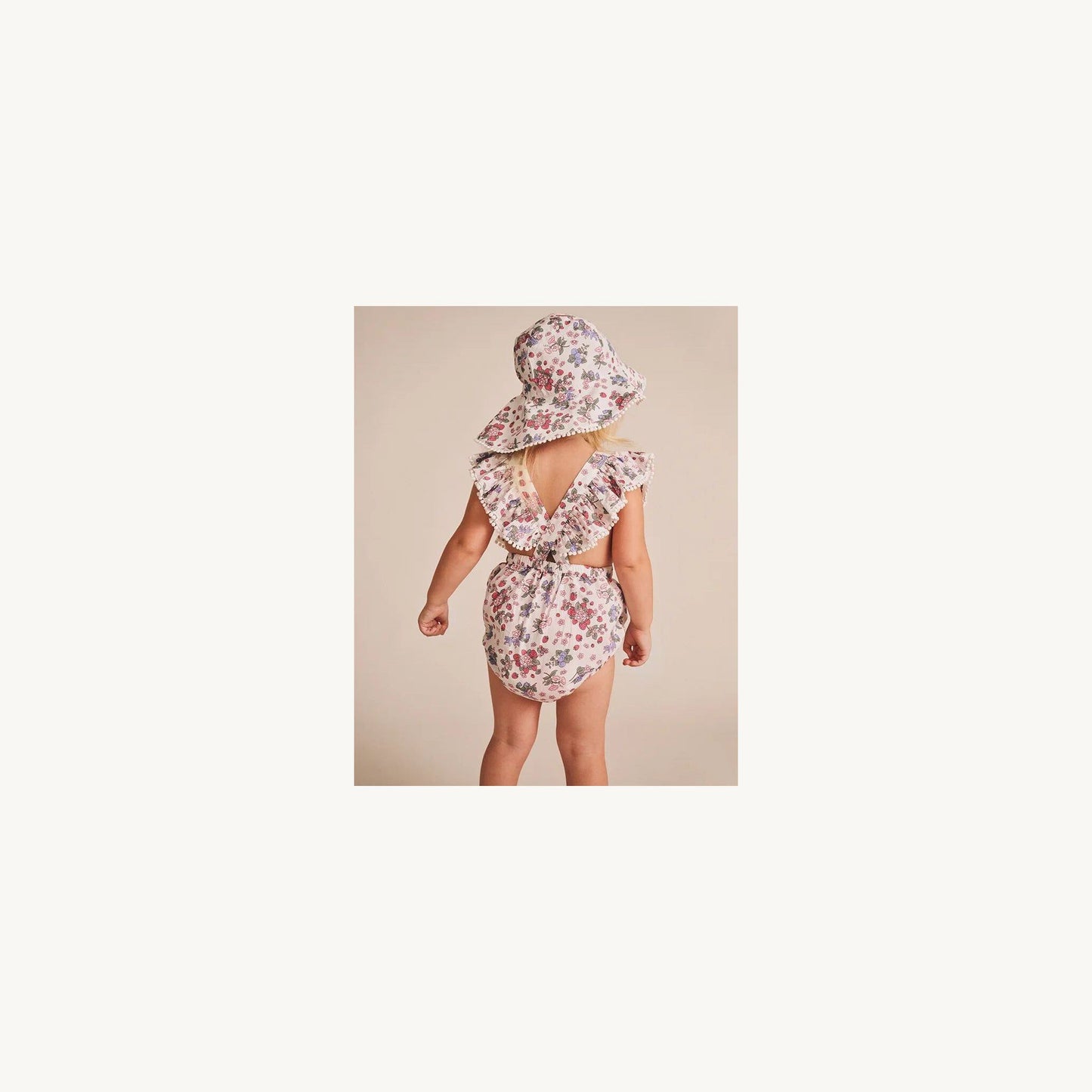 Stawberry Garden Playsuit Cream – children's product by Huxbaby | Aster & Ruby