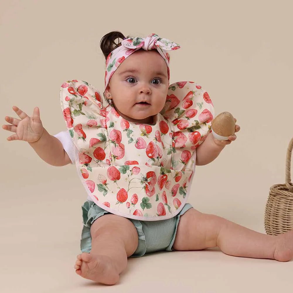 Strawberry Frill Snuggle Bib - Aster & Ruby