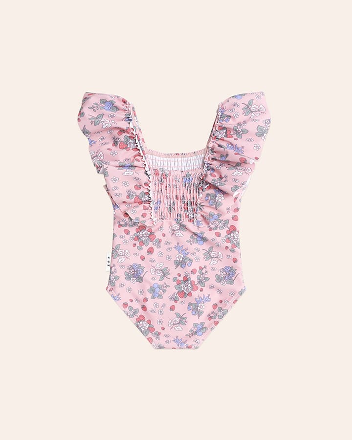 Strawberry Garden Shirred Swimsuit - Aster & Ruby