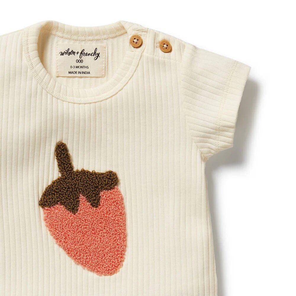 Strawberry Kisses Embroidered Organic Tee – 3-6m, 6-12m, 12-18m, 18-24, 3 – Aster & Ruby