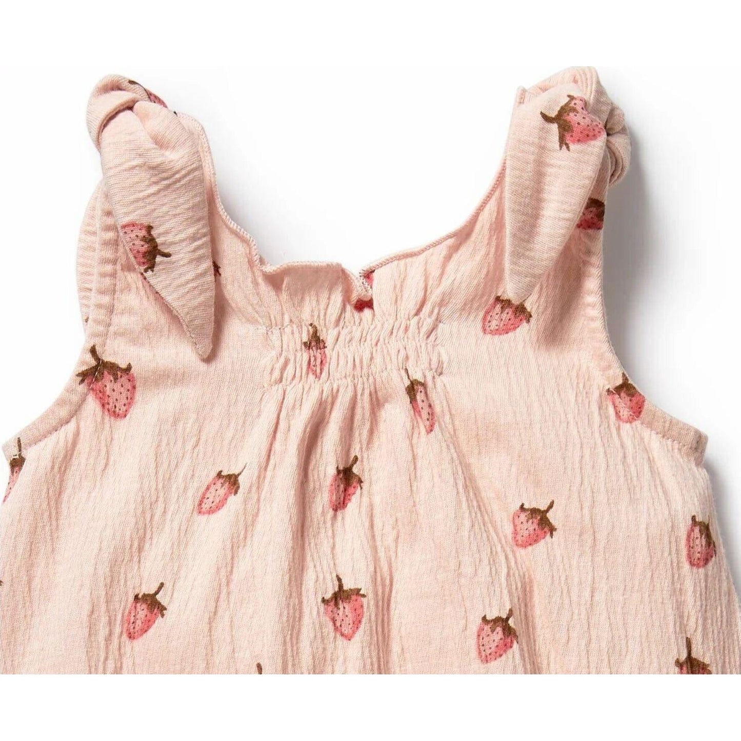 Strawberry Kisses Organic Tie Playsuit – children's product by Wilson & Frenchy | Aster & Ruby