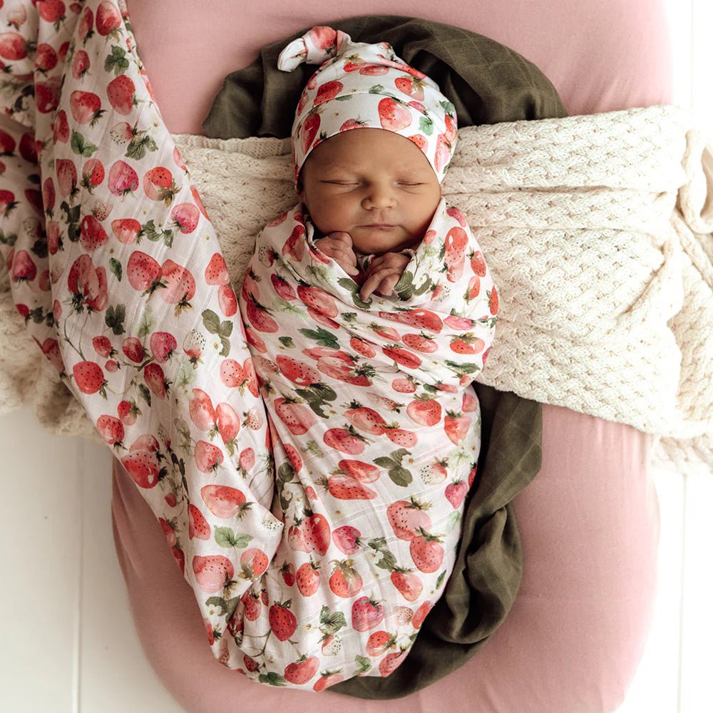 Strawberry Organic Muslin Wrap - Aster & Ruby