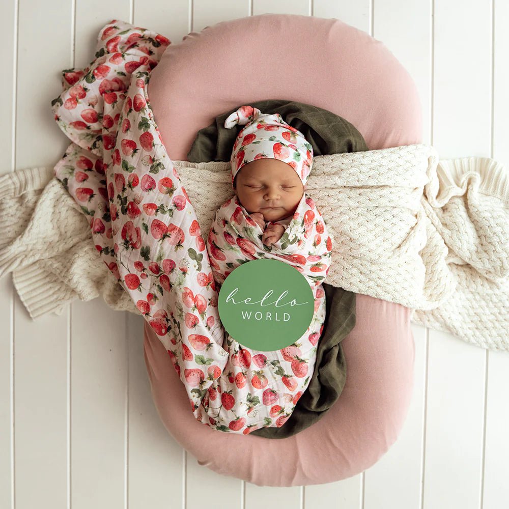Strawberry Organic Muslin Wrap - Aster & Ruby