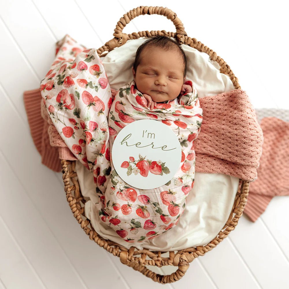 Strawberry Organic Muslin Wrap - Aster & Ruby