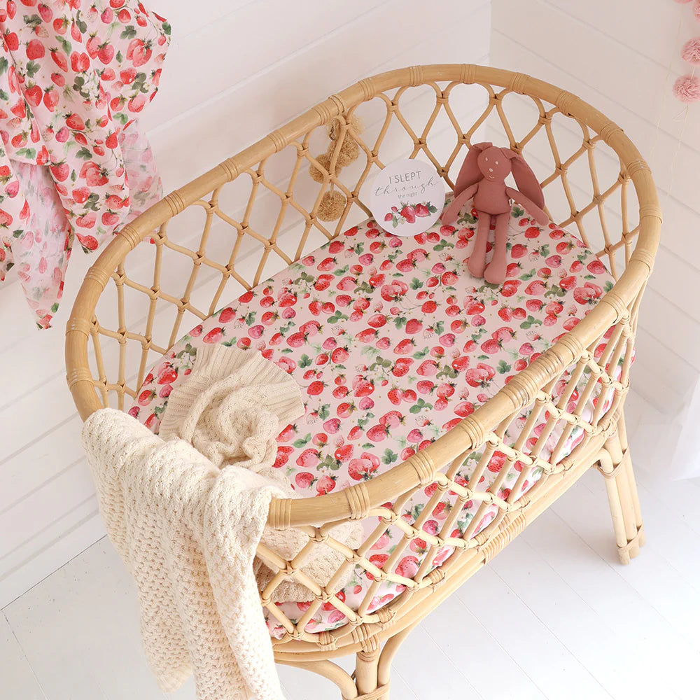 Strawberry Organic Bassinet Sheet / Change Pad Cover