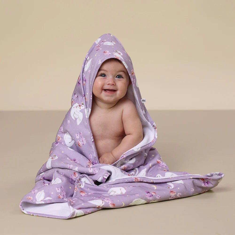 Swan Lake Organic Hooded Baby Towel - Aster & Ruby