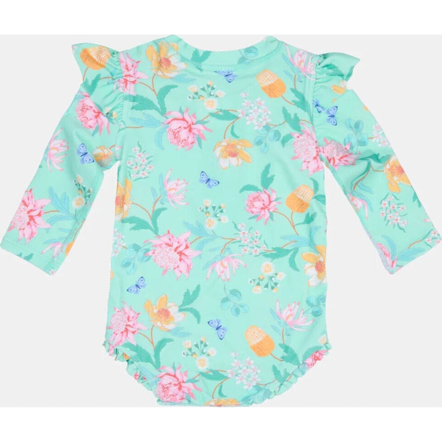 Toshi Swim Onesie L/S Ripple Waratah Mint | Aster & Ruby