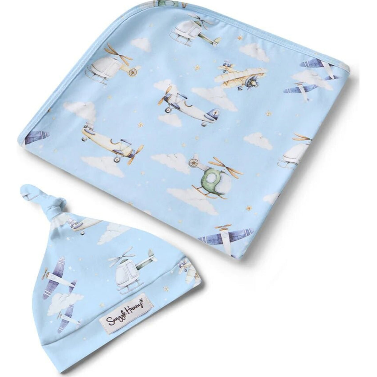 Snuggle Hunny Kids Taking Flight Jersey Wrap & Beanie Set | Aster & Ruby