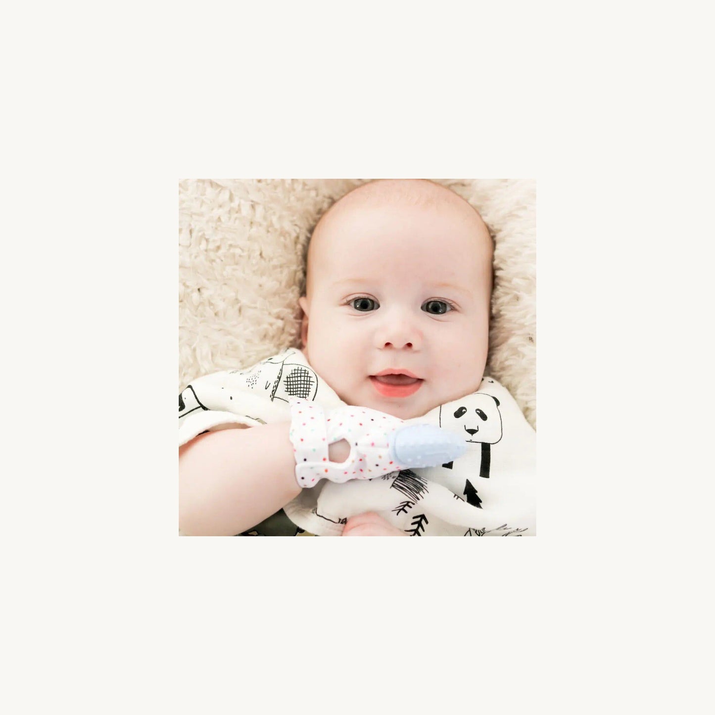 Teething Mitten Glove Rose Quartz – children's product by Zebra Babies | Aster & Ruby