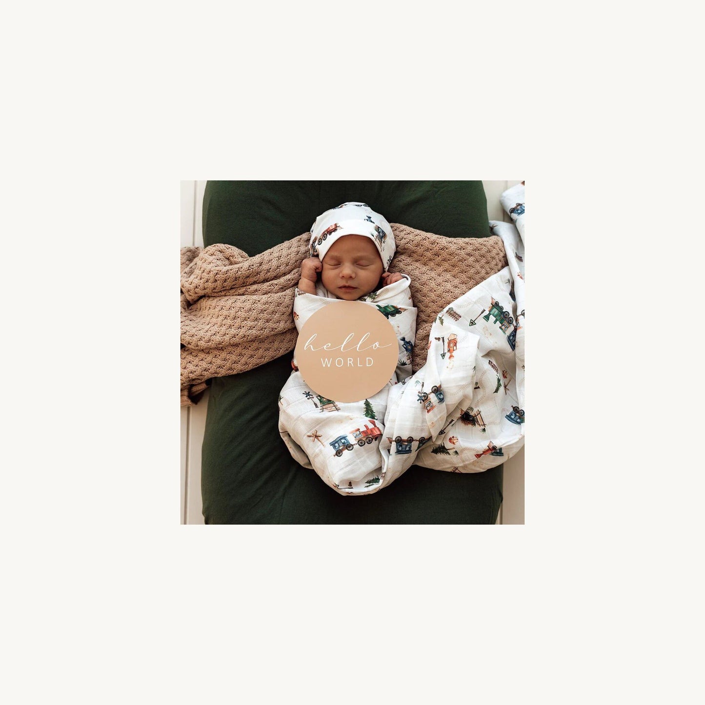 Trains & Pebble Reversible Milestone Cards – children's product by Snuggle Hunny Kids | Aster & Ruby