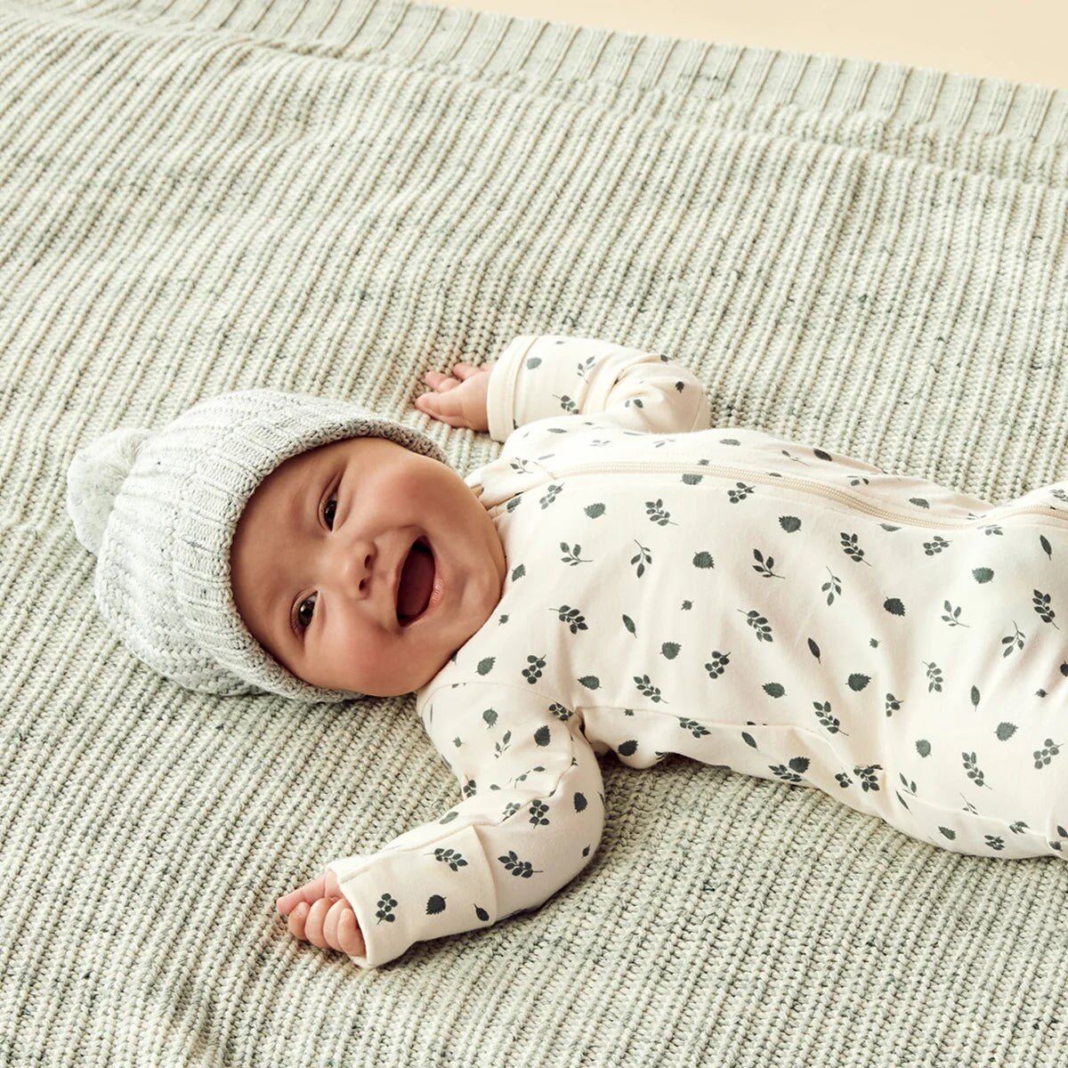 Twilight Leaf Organic Zipsuit with Feet – Pre-mature, Newborn, 0-3m, 3-6m, 6-12m, 12-18m – Aster & Ruby