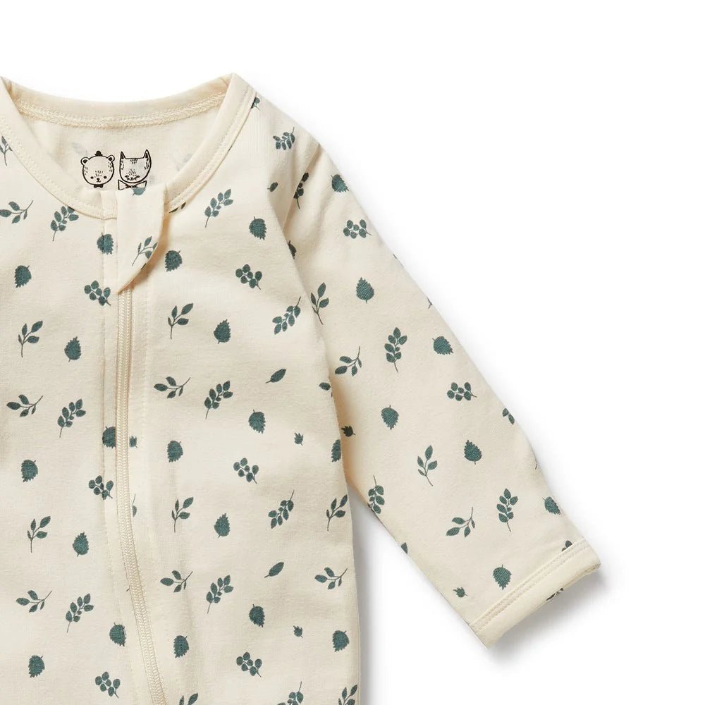 Twilight Leaf Organic Zipsuit with Feet - Aster & Ruby