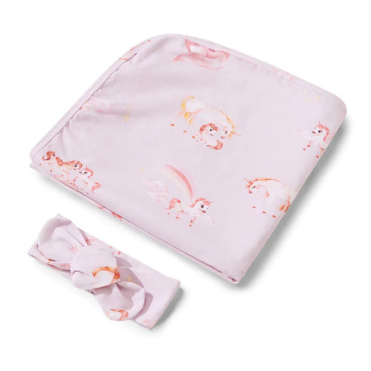 Twinkle Organic Jersey Wrap & Topknot Set - Aster & Ruby