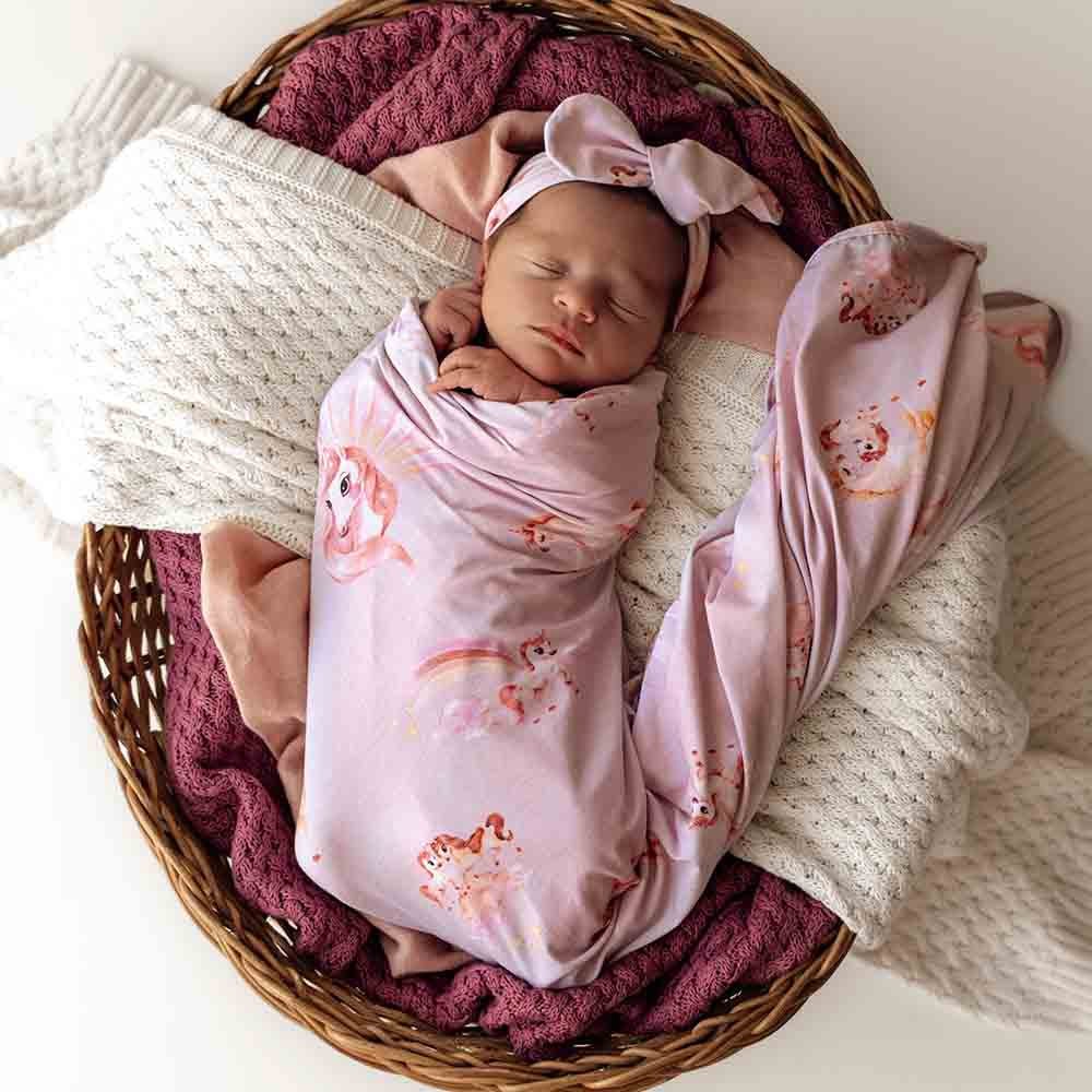 Twinkle Organic Jersey Wrap & Topknot Set - Aster & Ruby