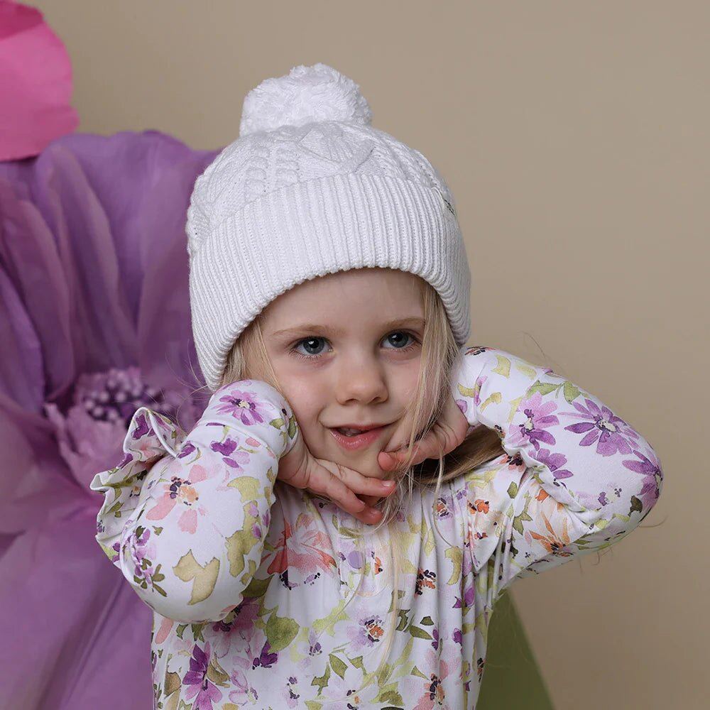 White Organic Baby Knit Beanie – Small, Medium, Large – Aster & Ruby